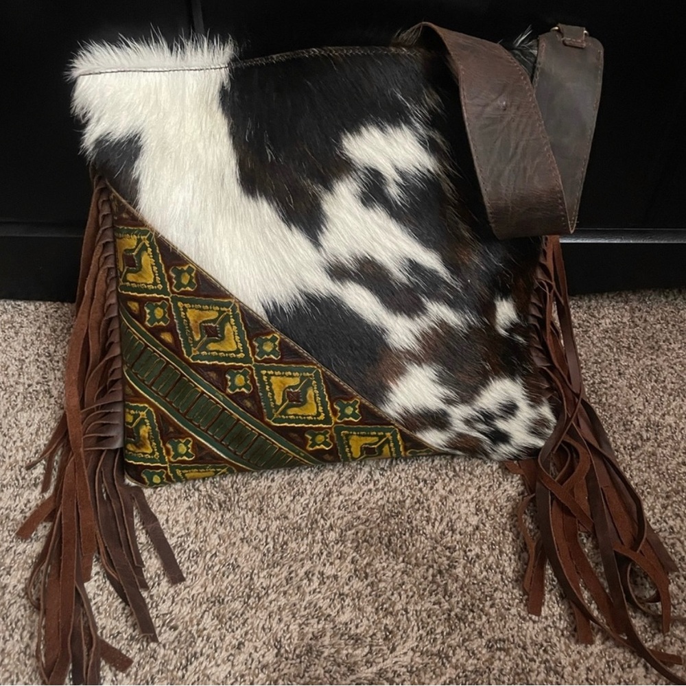 Cowhide tote bag